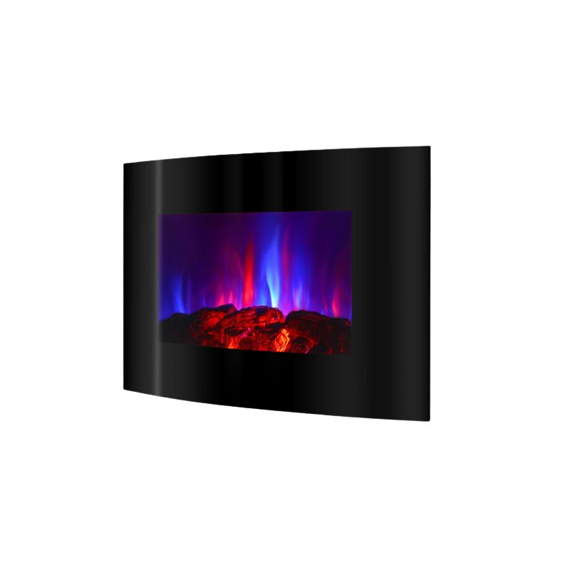 Semineu electric de perete Carlos, Art Flame, 2000W, 7 combinatii ale culorii flacarilor, Termostat, Cristale si busteni