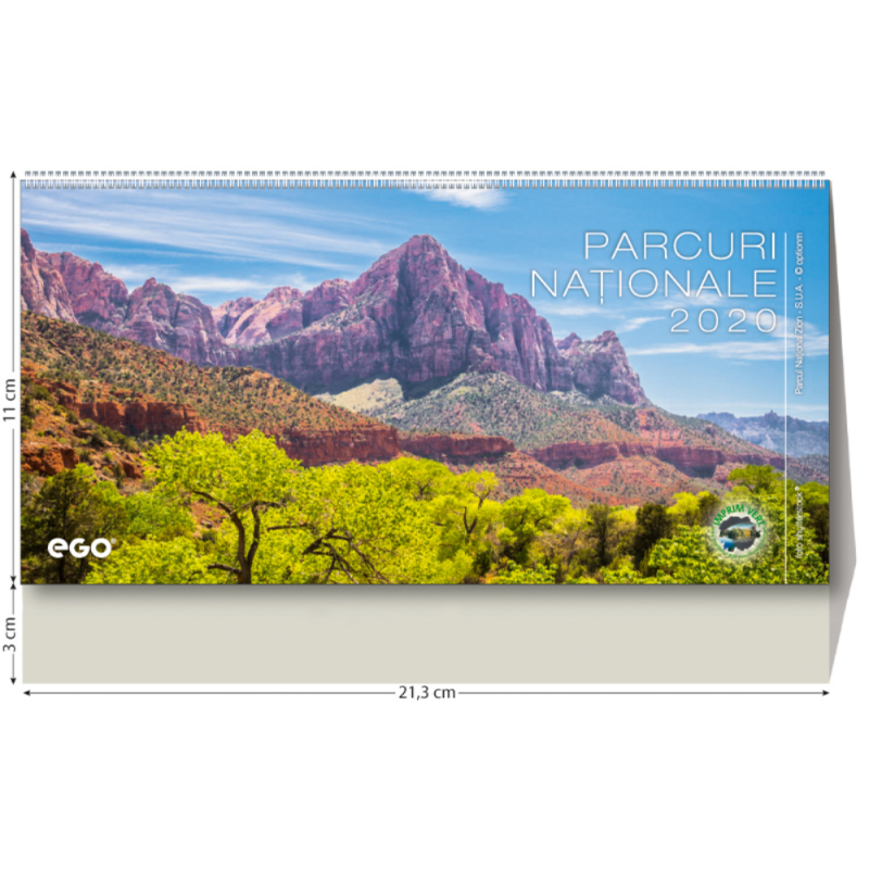 Calendar de Birou Ego cu Parcurile Nationale 2022, 213x110 mm, 13 File, Multicolor