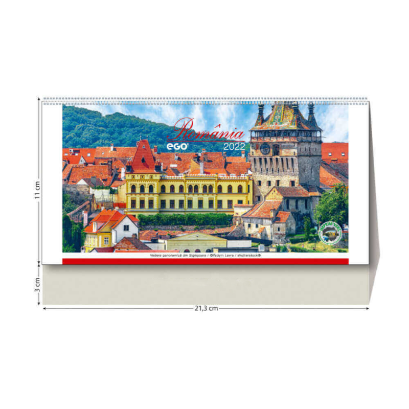  Calendar de Birou Ego cu Romania 2022, 213x110 mm, 13 File, Multicolor 