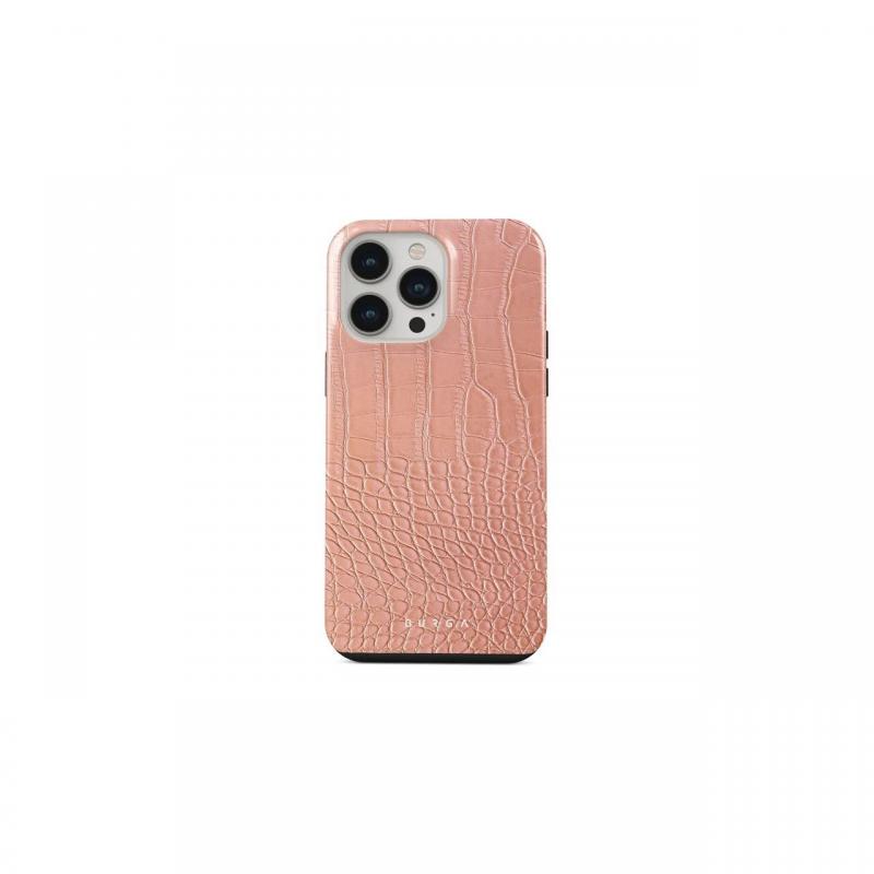 Husa iPhone 14 Pro Max Burga Dual Layer Pink Croco