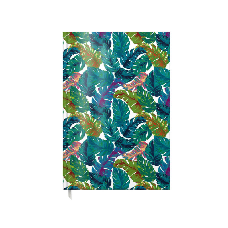 Agenda A5 Nedatata Artpress, Tropical Leaves, 100 File, Coperta Buretata Lucioasa, Multicolor, 80 g/m²