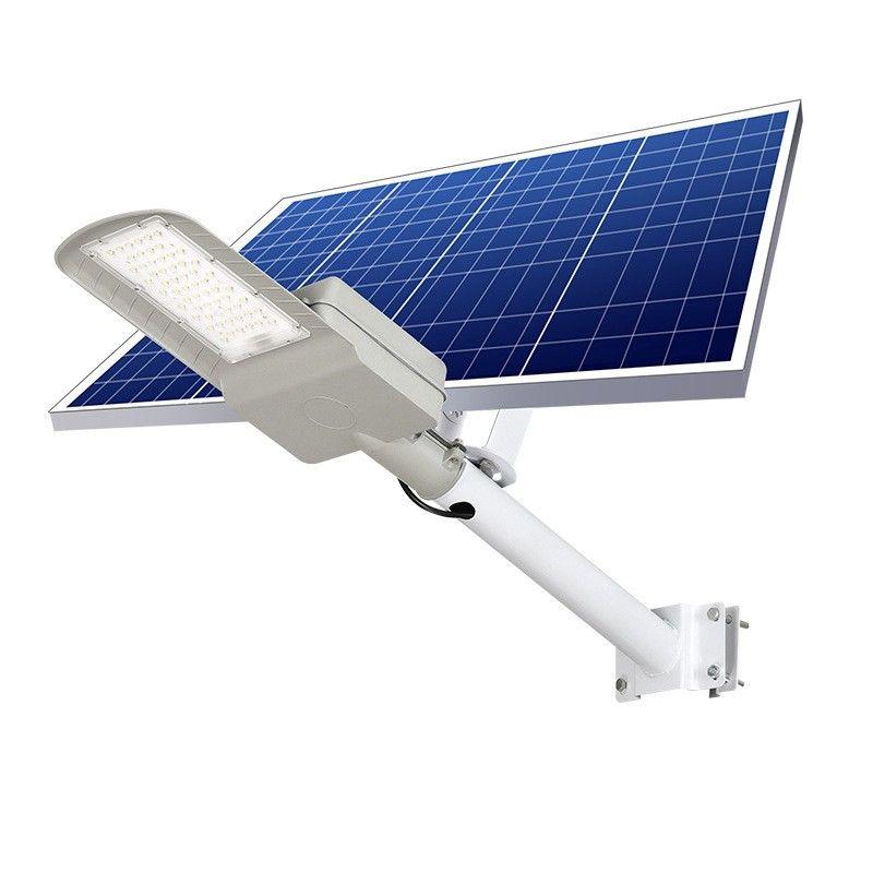 Lampa solara stradala eMazing, IP65, senzor de lumina, 60 LED-uri SMD, 2250 lm, panou 25W, putere 200W, autonomie 12-16 ore, gri