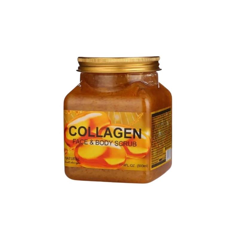 Scrub Natural pentru Fata si Corp, Wokali, Collagen Face & Body, 350 ml