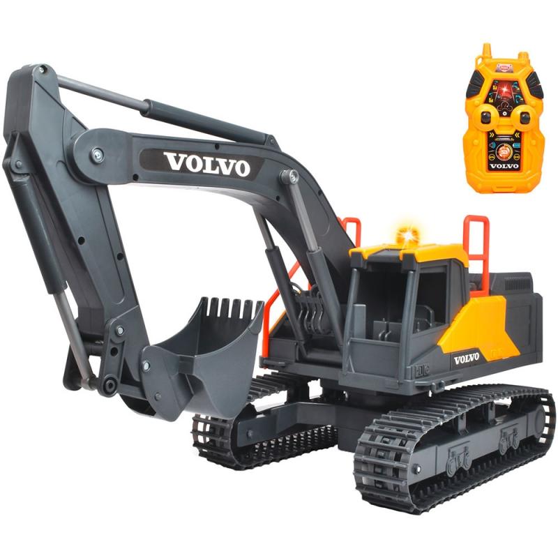 Excavator Dickie Toys Volvo Mining Excavator 60 cm cu telecomanda, lumini si sunete gri Masinute