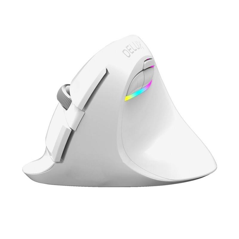 Mouse wireless si bluetooth Delux M618 mini alb pentru stangaci