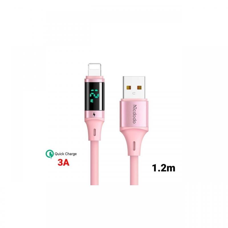 Cablu Mcdodo Digital HD Silicone Fast Charging USB la Lightning ,3A,1.2m, Pink