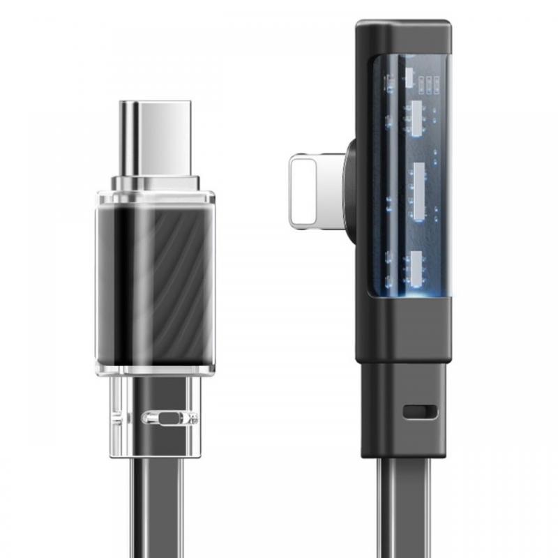 Mcdodo Cablu Type-C la Lightning Dichromatic 90 grade, Fast Charging, 36W, LED, 1.8m, Negru