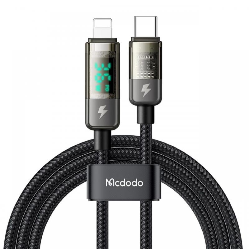 Mcdodo Cablu Type-C la Lightning Display Auto Power Off, Fast Charging, 1.2m, 36W, Negru