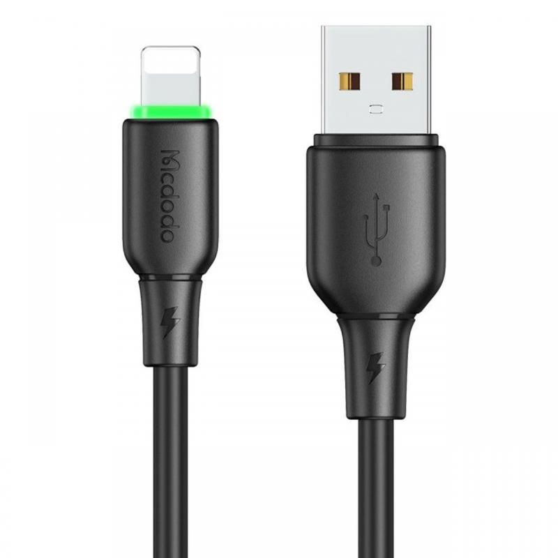 Mcdodo Cablu USB la Lightning Alpha Series Silicone Fast Charging, LED, 1.2m, Negru