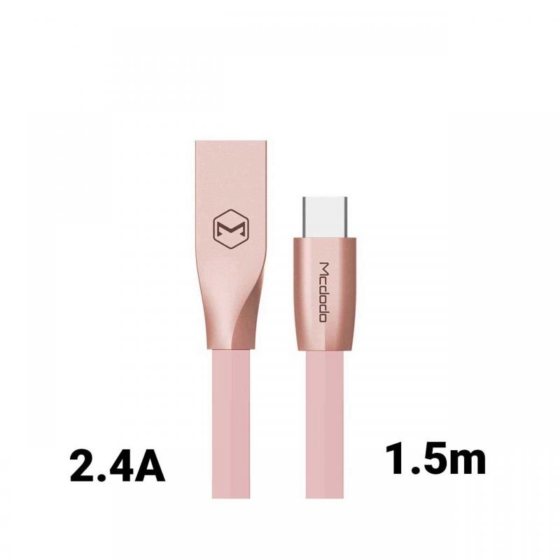 Cablu Type-C Mcdodo Zn-Link Rose Gold White (1.5m, 2.4A max)