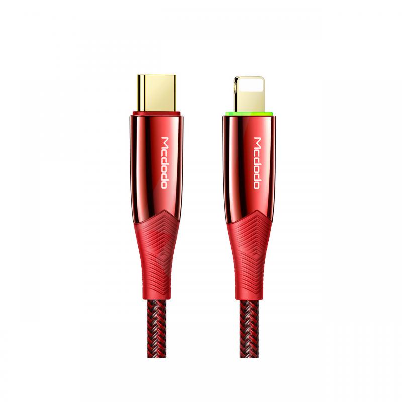 Cablu Type-C la Lightning Mcdodo Shark Series Red (PD, 1.2m, 20W, oprire automata)
