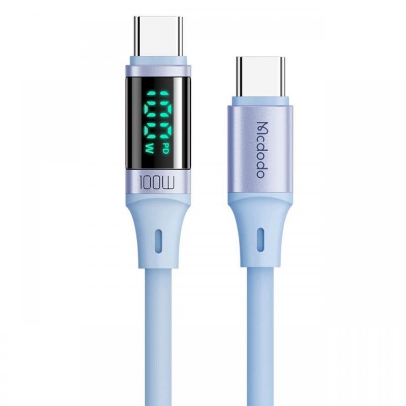 Mcdodo Cablu Type-C la Type-C Digital Display Silicone, Fast Charging, 100W, 1.2m, Albastru