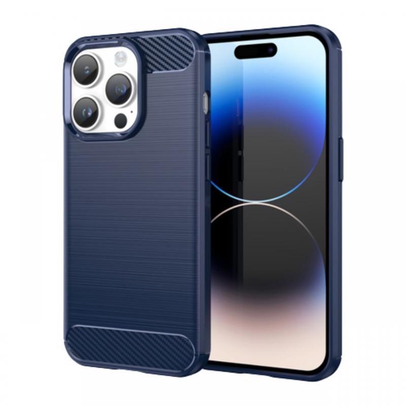 Lemontti Husa Carbon Case Flexible iPhone 14 Pro Albastru