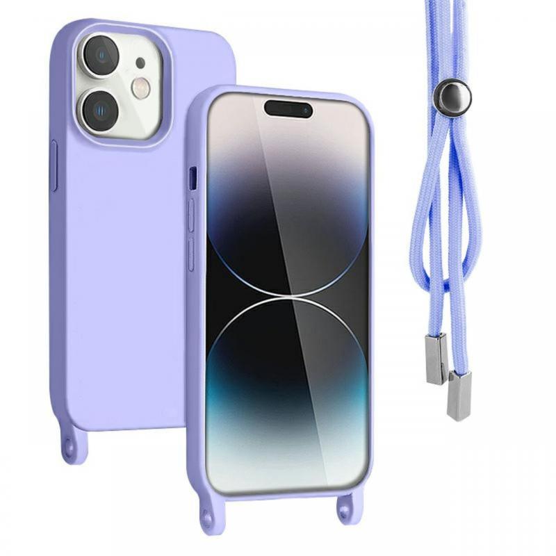 Lemontti Husa Silicon cu Snur iPhone 11 Mov (protectie 360°, material fin, captusit cu microfibra)