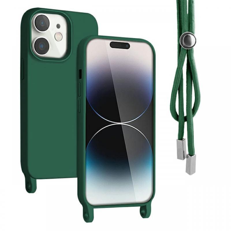 Lemontti Husa Silicon cu Snur iPhone 11 Verde (protectie 360°, material fin, captusit cu microfibra)