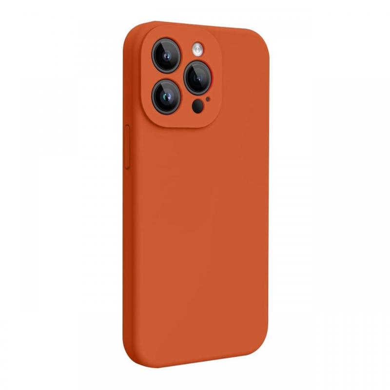 Lemontti Husa Liquid Silicon MagCharge iPhone 15 Pro Max Portocaliu (protectie 360°, material fin, captusit cu microfibra)
