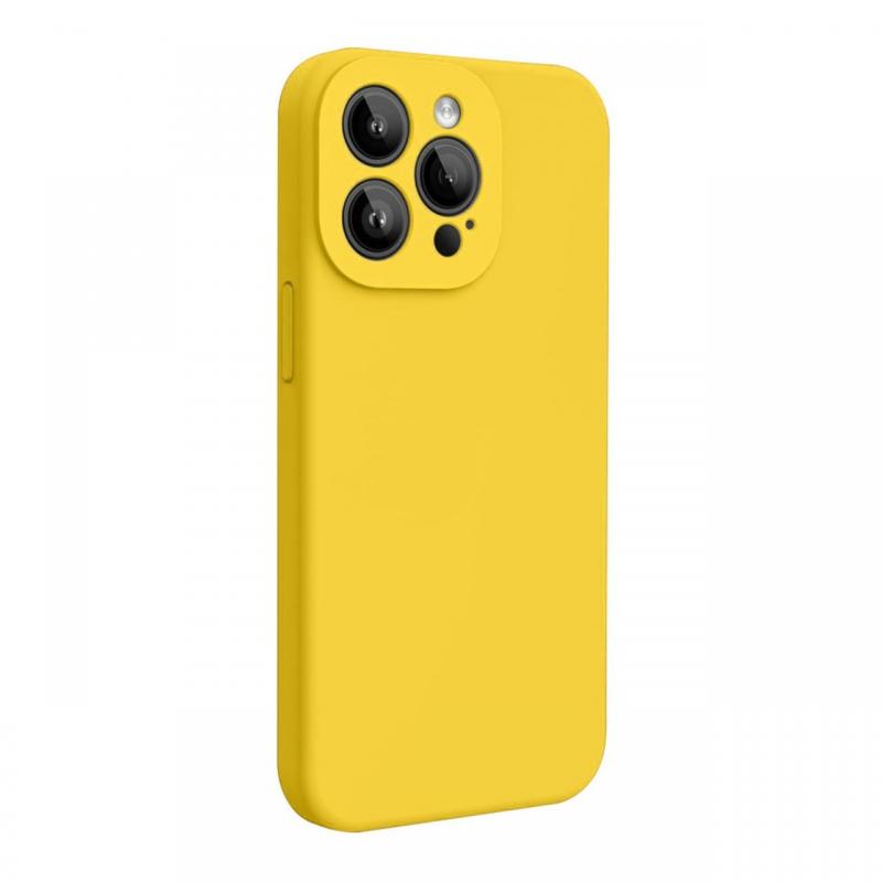 Lemontti Husa Liquid Silicon MagCharge iPhone 15 Pro Max Galben (protectie 360°, material fin, captusit cu microfibra)