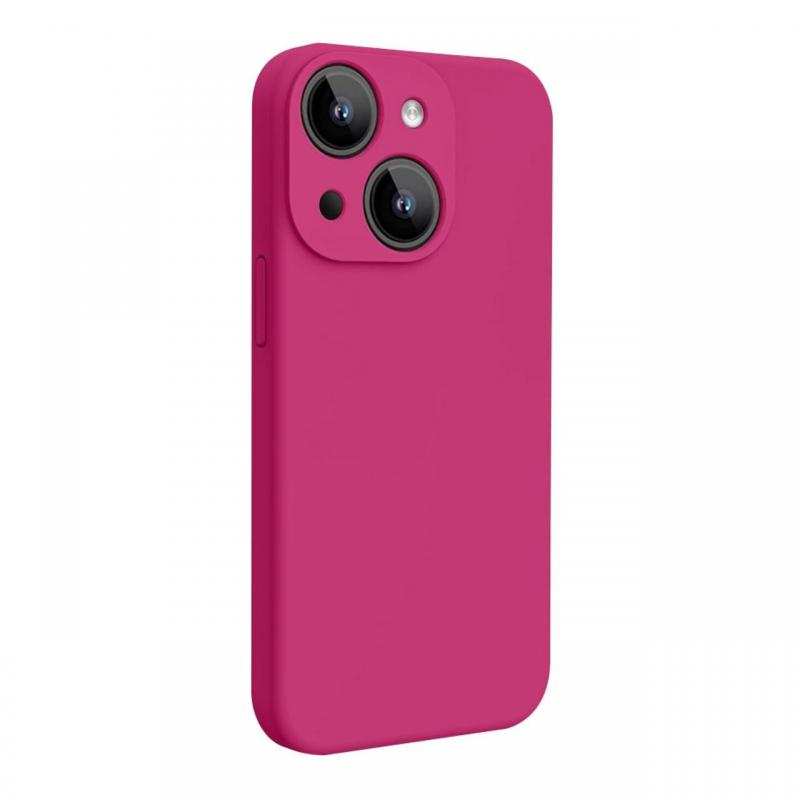Lemontti Husa Liquid Silicon MagCharge iPhone 15 Plus Roze (protectie 360°, material fin, captusit cu microfibra)