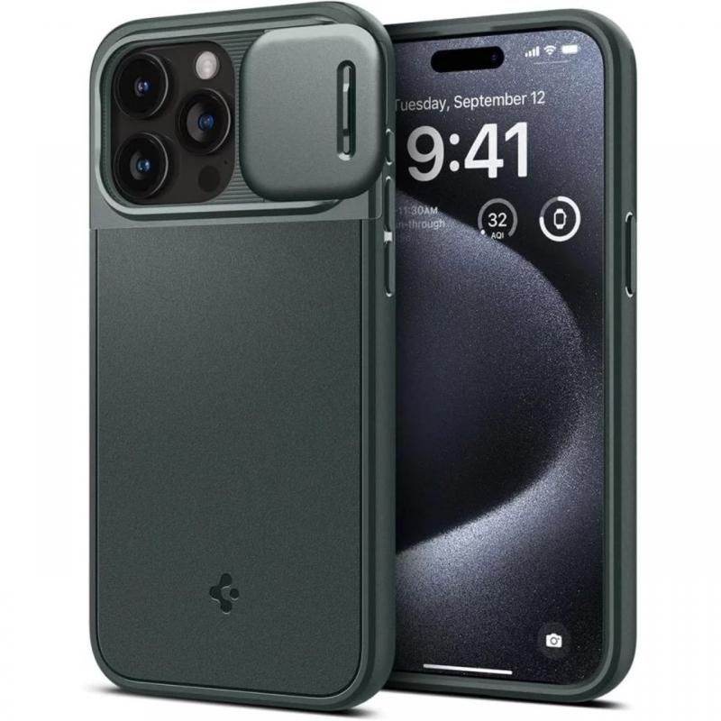 Spigen Husa Optik Armor MagSafe iPhone 15 Pro Max Abyss Green