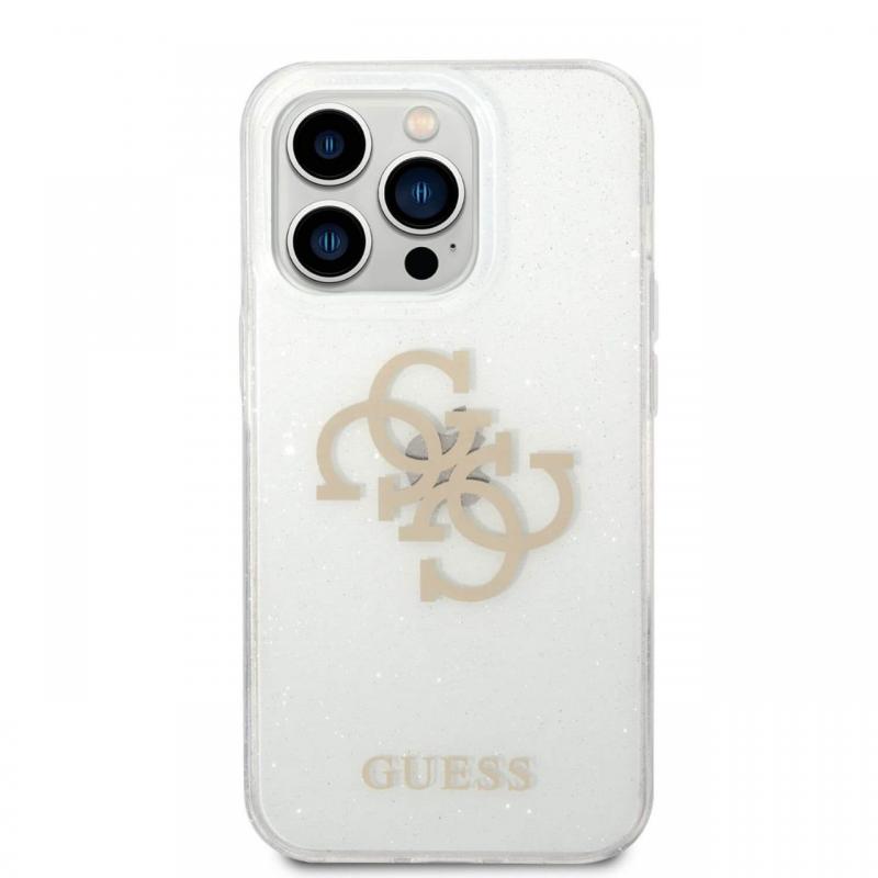 Guess Husa TPU Big 4G Full Glitter iPhone 14 Pro Max Transparent