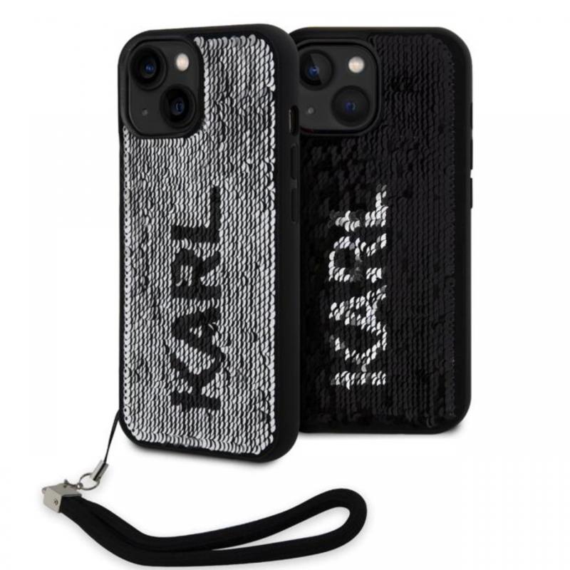 Karl Lagerfeld Husa Sequins Reversible iPhone 15 Negru / Argintiu