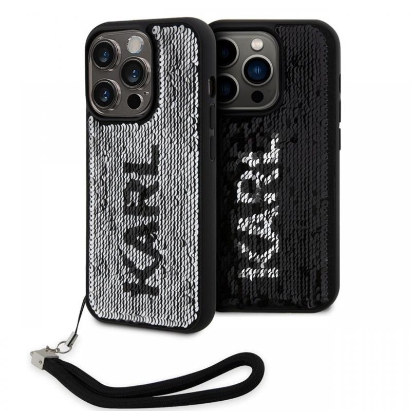 Karl Lagerfeld Husa Sequins Reversible iPhone 15 Pro Max Negru / Argintiu