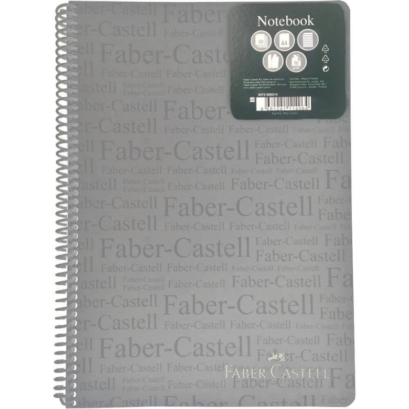  Caiet Dictando A4 Spiralat 80 File Faber-Castell, Coperta Gri de Plastic 