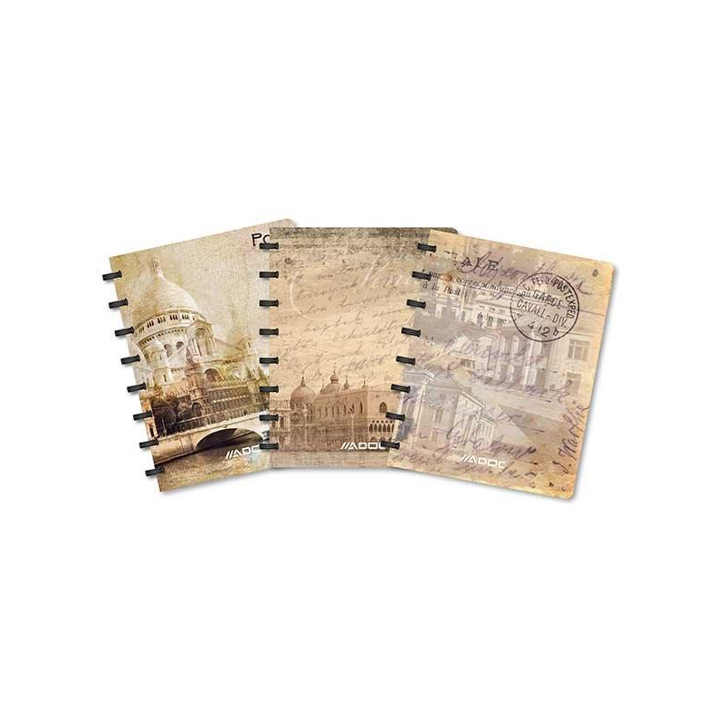  Caiet A4, 72 File - 90g/mp, Coperta Pp - Carti Postale, Aurora Adoc Crea Collection - Dictando 