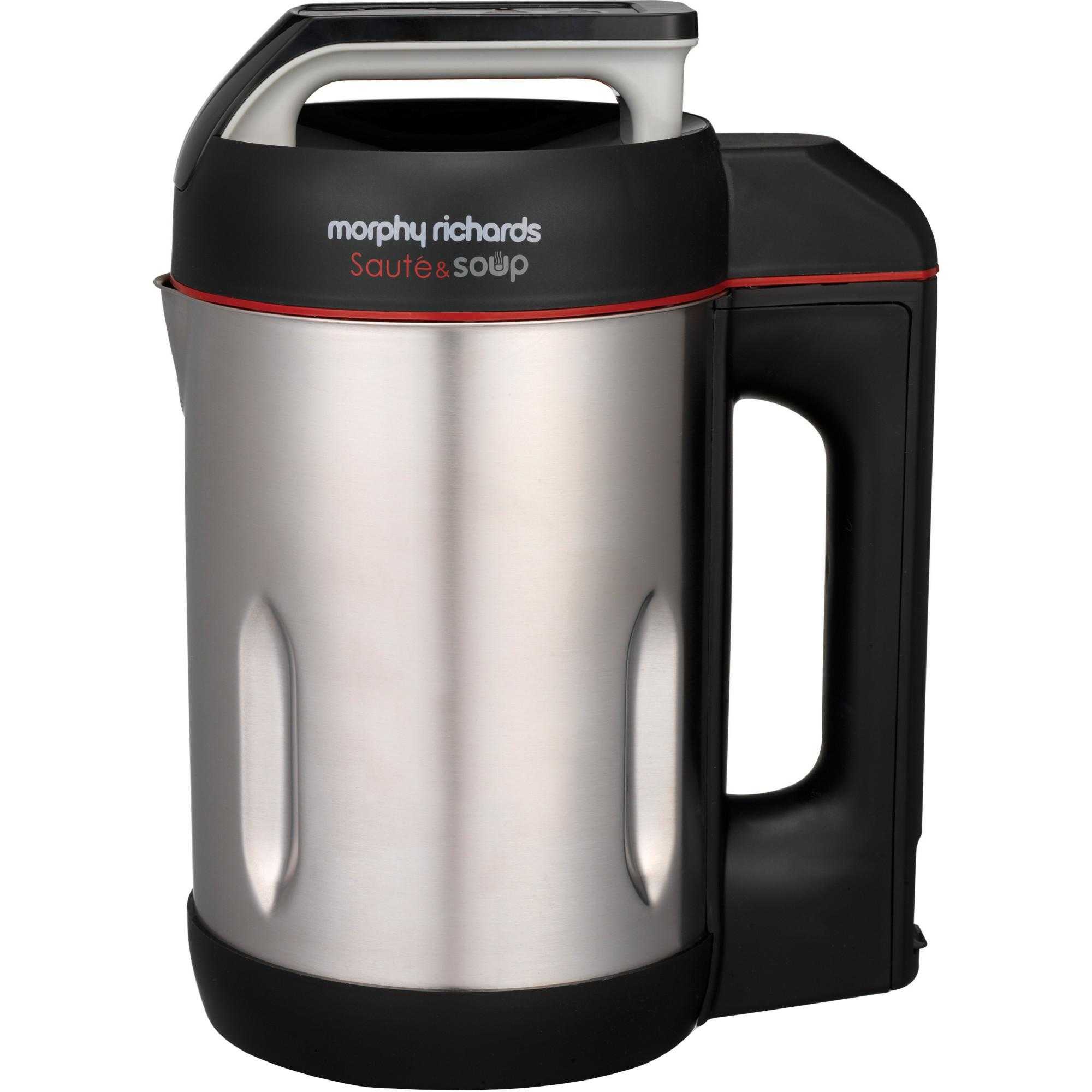  Aparat preparat supa crema Morphy Richards 501014 Saute and Soup Maker, 1100 W, 1.6 l, Negru/Argintiu 