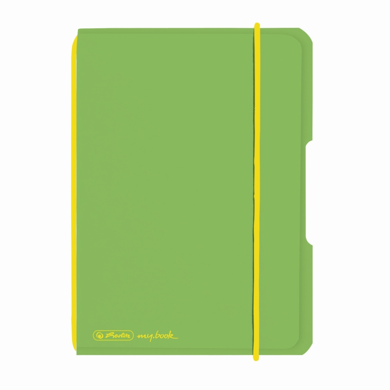 Caiet My.book Flex A6 40f Patratele Verde Deschis Transparent Cu Logo Galben