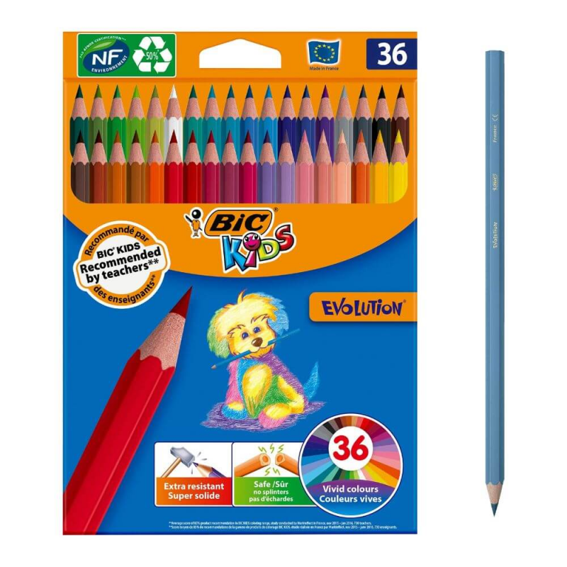  Creioane Colorate Bic Evolution, 36 Buc/set, Culori Asortate 