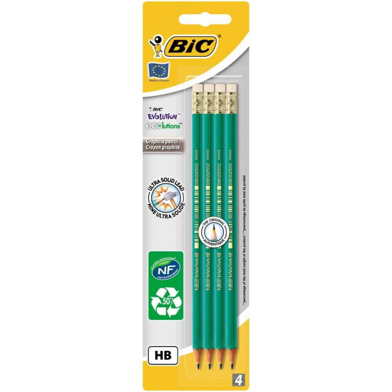  Creion Grafit Bic Eco Evolution 655, 4 Buc/set, Mina Hb 