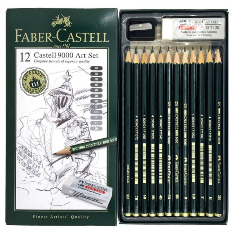 Set 12 Creioane Grafit Faber – Castell 9000 Set Arta