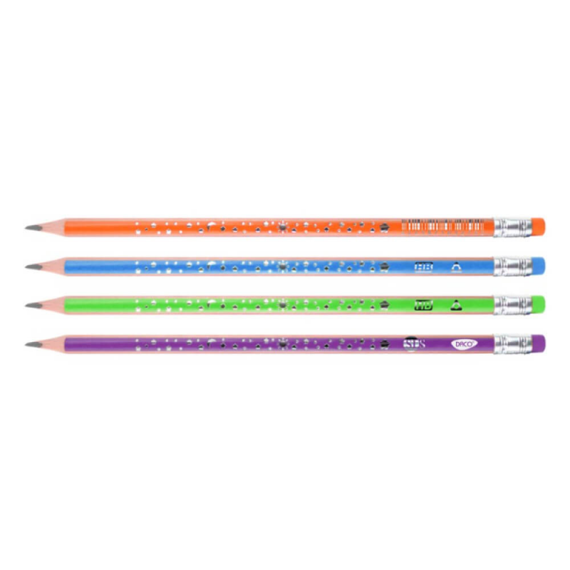 Set 72 Creioane Daco SLS, cu Radiera, Corp Diverse Culori
