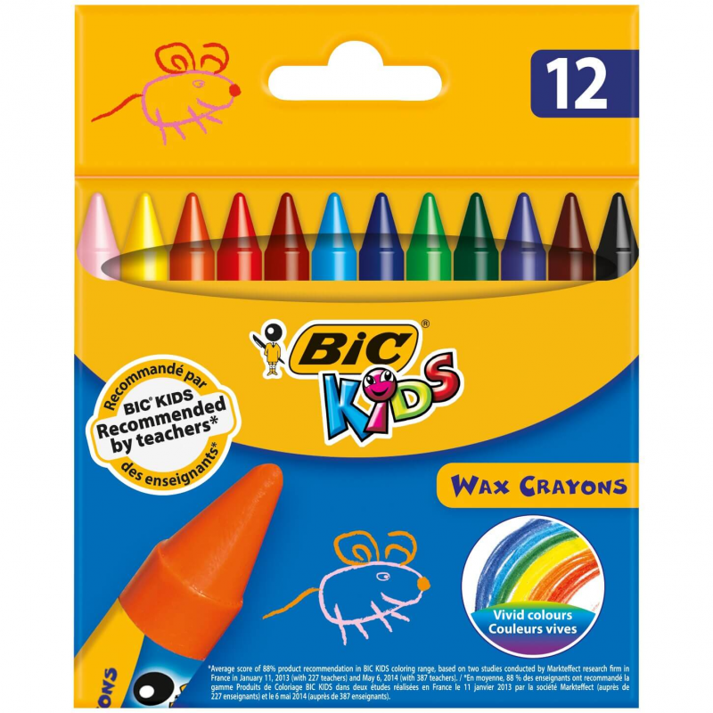  Creioane Cerate Plastifiate Bic Wax Crayons, 12 Buc/set 