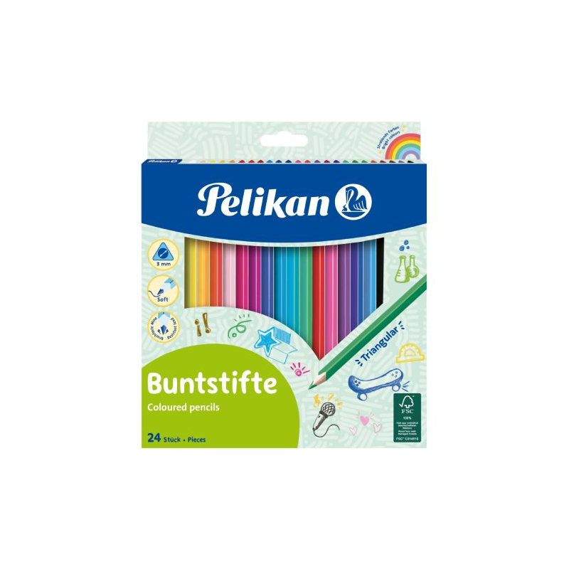 Creioane Color, Set 24 Culori, Sectiune Triunghiulara