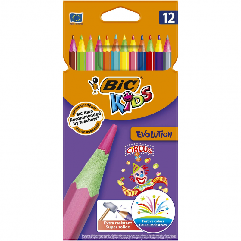  Creioane Colorate Bic Evolution Circus, 12 Buc/set 