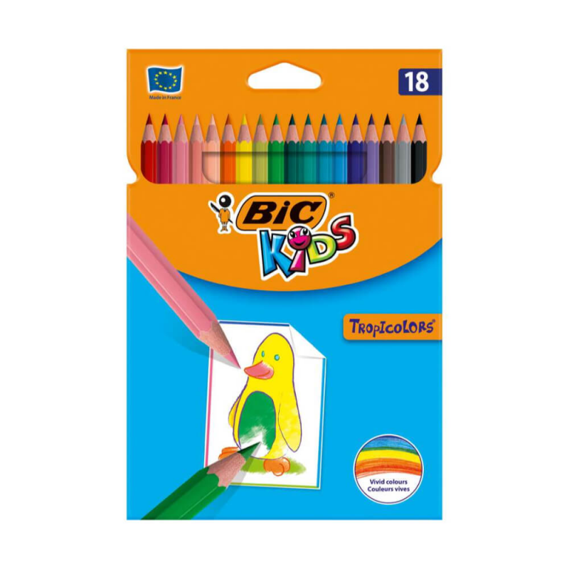 Creioane Colorate Bic Tropicolors, 18 Buc/set