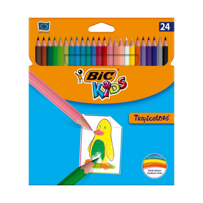  Creioane Colorate Bic Tropicolors, 24 Buc/set 