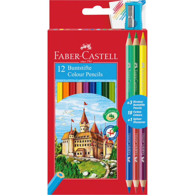 Creioane Colorate Faber-Castell Eco, 15 Buc/Set, Culori Asortate