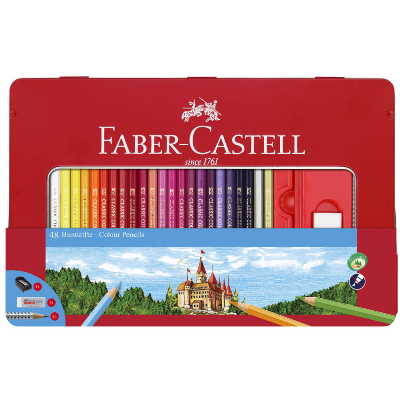 Creioane Colorate Faber-Castell Eco, 52 Buc/Set, 48 Creioane Colorate + 4 Accesorii