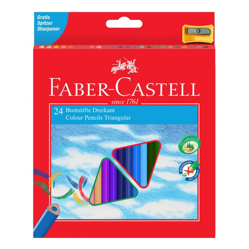 Creioane Colorate Faber-Castell Eco, 24 Buc/Set, Forma Triunghiulara