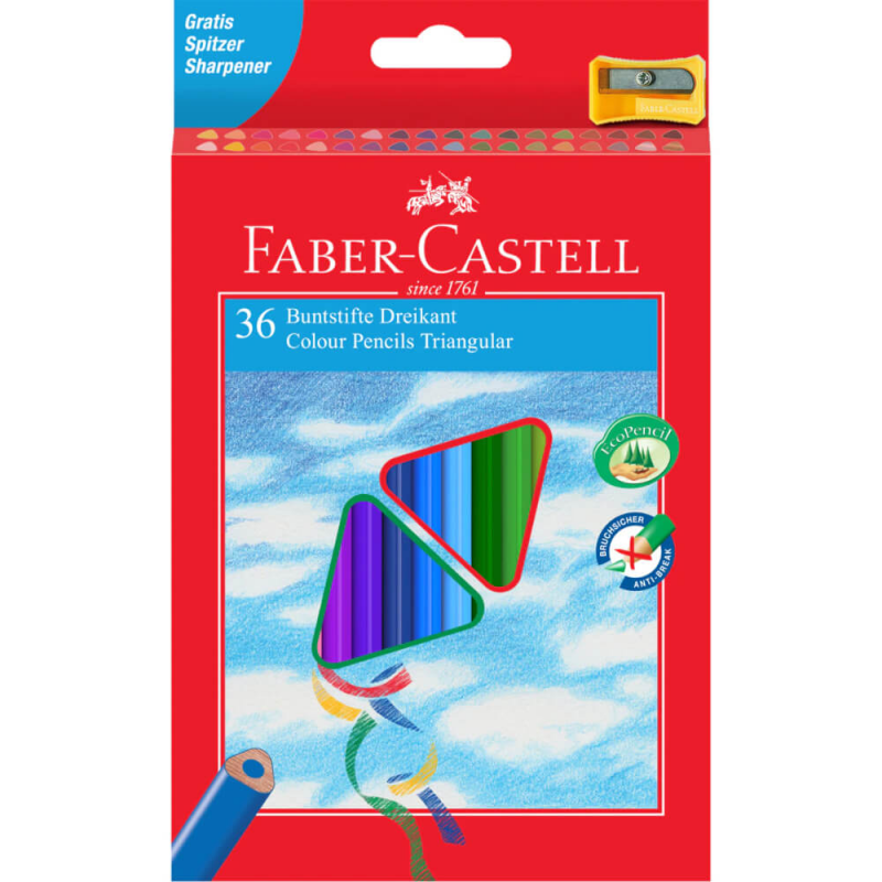  Creioane Colorate Faber-Castell Eco, 36 Buc/Set, Forma Triunghiulara 