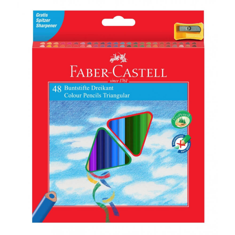 Creioane Colorate Faber-Castell Eco, 48 Buc/Set, Forma Triunghiulara
