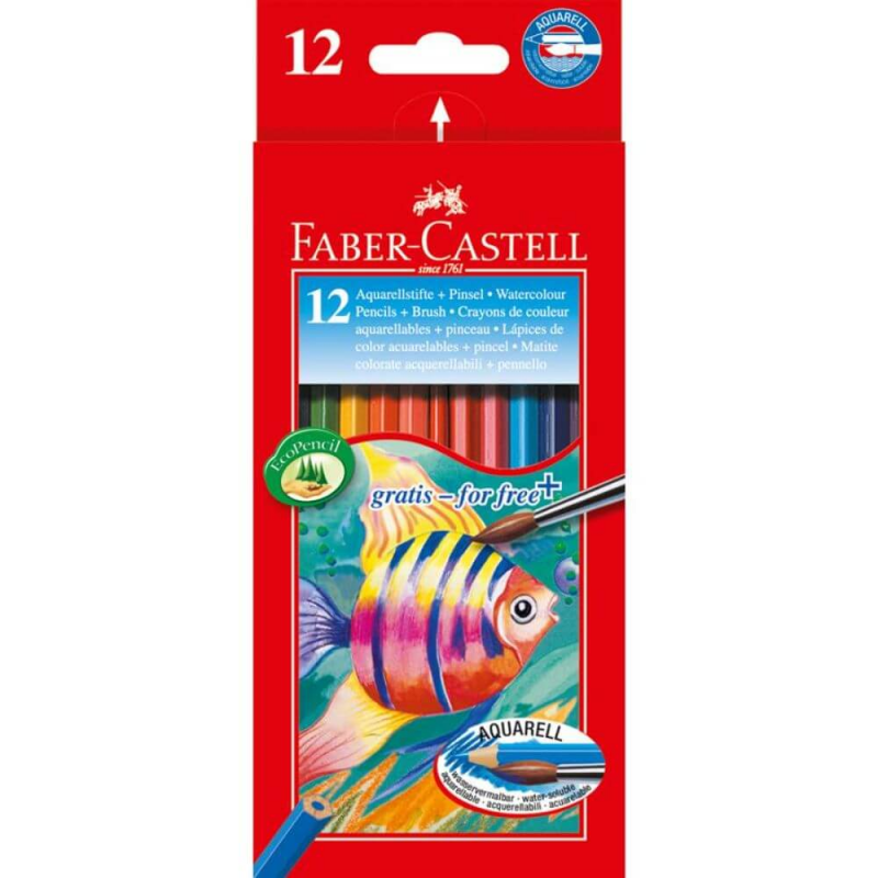 Set 12 Creioane Colorate Acuarelabile Faber-Castell, Hexagonale