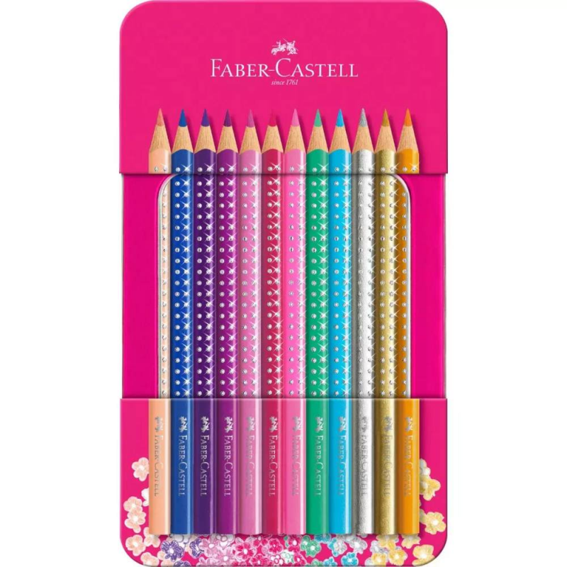 Set Cadou 12 Creioane Colorate Sparkle Faber-Castell