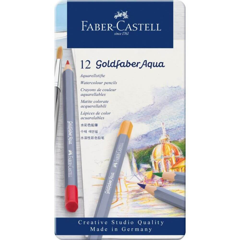 Set 12 Creioane Colorate Acuarela Faber-Castell Goldfaber Aqua