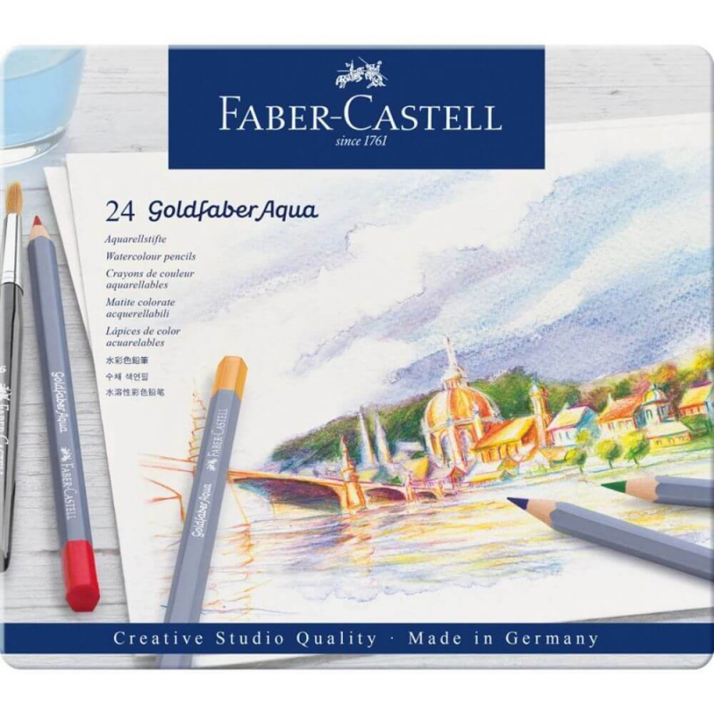 Set 24 Creioane Colorate Acuarela Faber-Castell Goldfaber Aqua