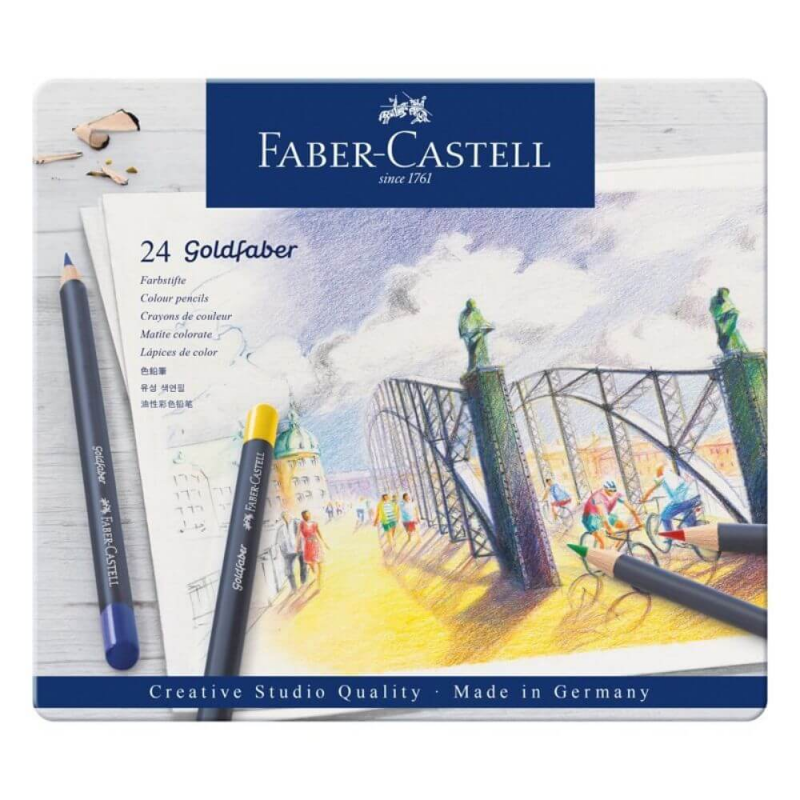 Set 24 Creioane Colorate Permanente Faber-Castell Goldfaber, Diverse Culori