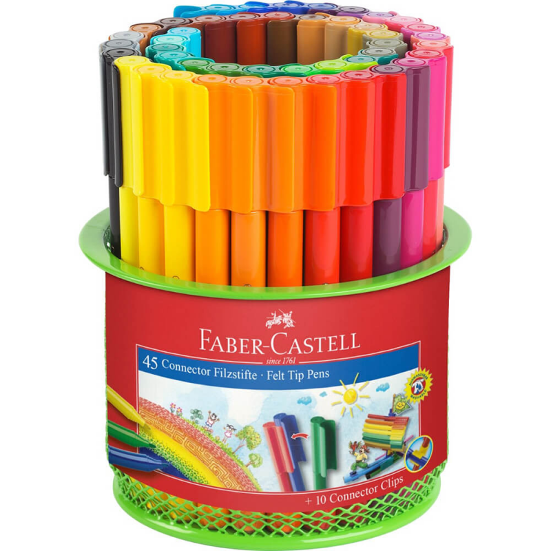  Set 45 Carioci Colorate Faber-Castell Connector Cu Clip Prindere Si Suport Mesh 